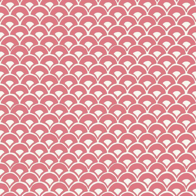 Stacked Scallops Wallpaper Wallpaper Magnolia Home Double Roll Pink Coral 