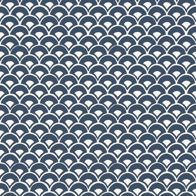 Stacked Scallops Wallpaper Wallpaper Magnolia Home Double Roll Navy 