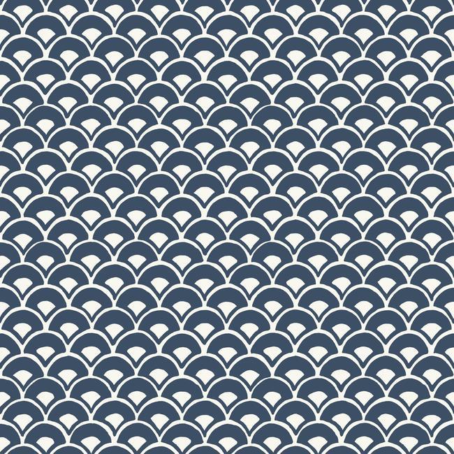 Stacked Scallops Wallpaper Wallpaper Magnolia Home Double Roll Navy 