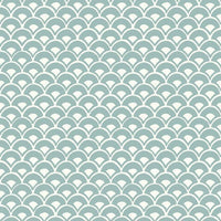 Stacked Scallops Wallpaper Wallpaper Magnolia Home Double Roll Nautilus Blue 