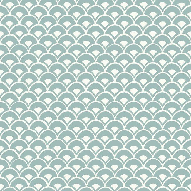 Stacked Scallops Wallpaper Wallpaper Magnolia Home Double Roll Nautilus Blue 