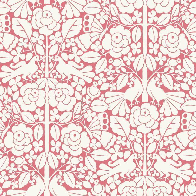 Fairy Tales Wallpaper Wallpaper Magnolia Home Double Roll Pink Coral 