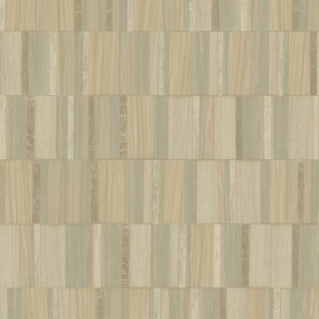Gilded Wood Tile Wallpaper Wallpaper York Double Roll Taupe/Blonde Wood 