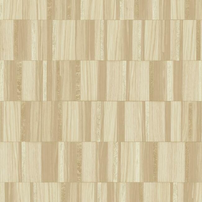 Gilded Wood Tile Wallpaper Wallpaper York Double Roll Blonde Wood 