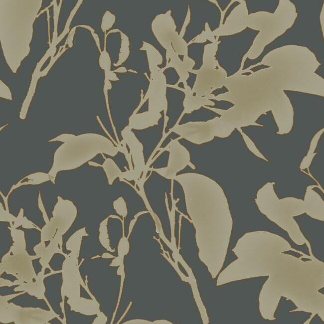 Botanical Silhouette Wallpaper Wallpaper York Double Roll Black/Copper 