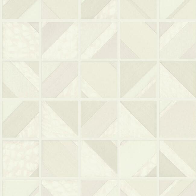 Patchwork Tile Wallpaper Wallpaper York Double Roll Alabaster 