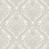 Tattersall Damask Wallpaper Wallpaper Antonina Vella Double Roll Silver On White 