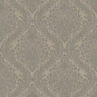 Tattersall Damask Wallpaper Wallpaper Antonina Vella Double Roll Silver On Gray 