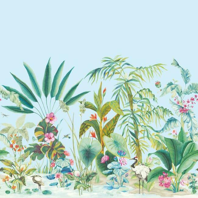 Tropical Panoramic Wall Mural Wall Mural York Roll Blue 