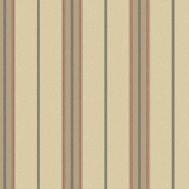Ralph Stripe Wallpaper Wallpaper Carey Lind Designs Double Roll Taupe/Red 