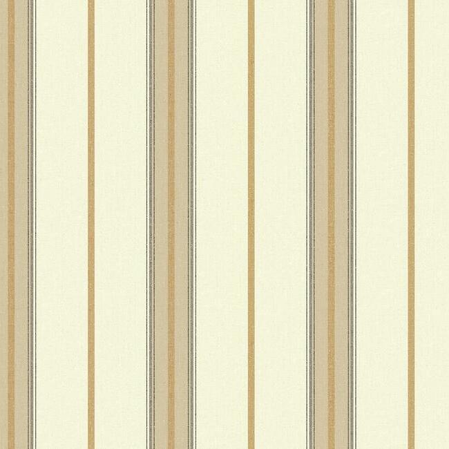 Ralph Stripe Wallpaper Wallpaper Carey Lind Designs Double Roll Gold/Neutral 