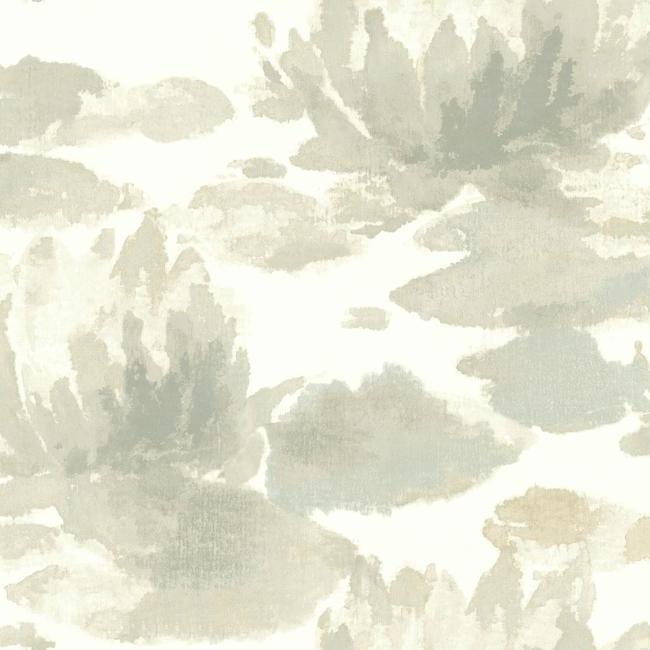 Water Lily Wallpaper Wallpaper Candice Olson Double Roll Taupe/Grey 