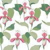 Lady Slipper Wallpaper Wallpaper York Double Roll Coral Pink/Green 