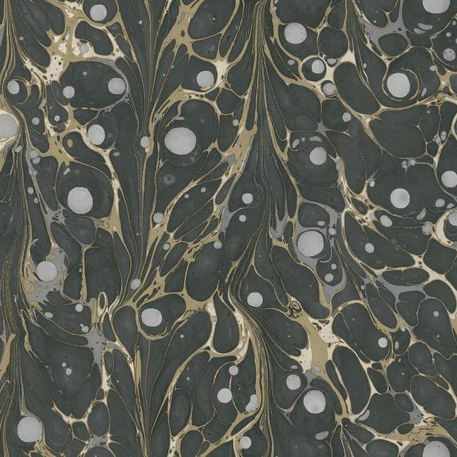 Marbled Endpaper Wallpaper Wallpaper York Double Roll Black/Gold 