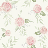 Watercolor Roses Premium Peel + Stick Wallpaper Peel and Stick Wallpaper Magnolia Home Roll Dishy Coral 