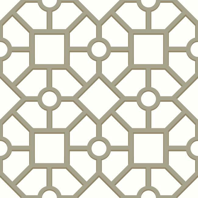 Hedgerow Trellis Premium Peel + Stick Wallpaper Peel and Stick Wallpaper York Roll Taupe/Gold 