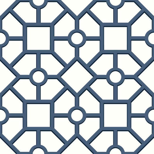 Hedgerow Trellis Premium Peel + Stick Wallpaper Peel and Stick Wallpaper York Roll Navy/Blue 