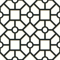 Hedgerow Trellis Premium Peel + Stick Wallpaper Peel and Stick Wallpaper York Roll Black/Gold 