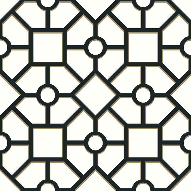 Hedgerow Trellis Premium Peel + Stick Wallpaper Peel and Stick Wallpaper York Roll Black/Gold 