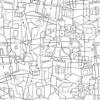 Cubist Cityscape Premium Peel + Stick Wallpaper Peel and Stick Wallpaper York Roll Black 