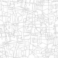 Cubist Cityscape Premium Peel + Stick Wallpaper Peel and Stick Wallpaper York Roll Grey 