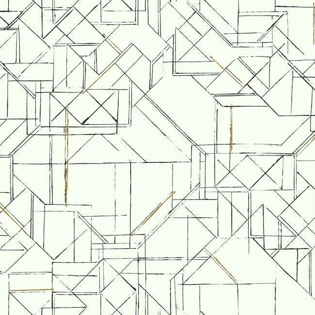 Prism Schematics Premium Peel + Stick Wallpaper Peel and Stick Wallpaper York Roll Black/Gold 