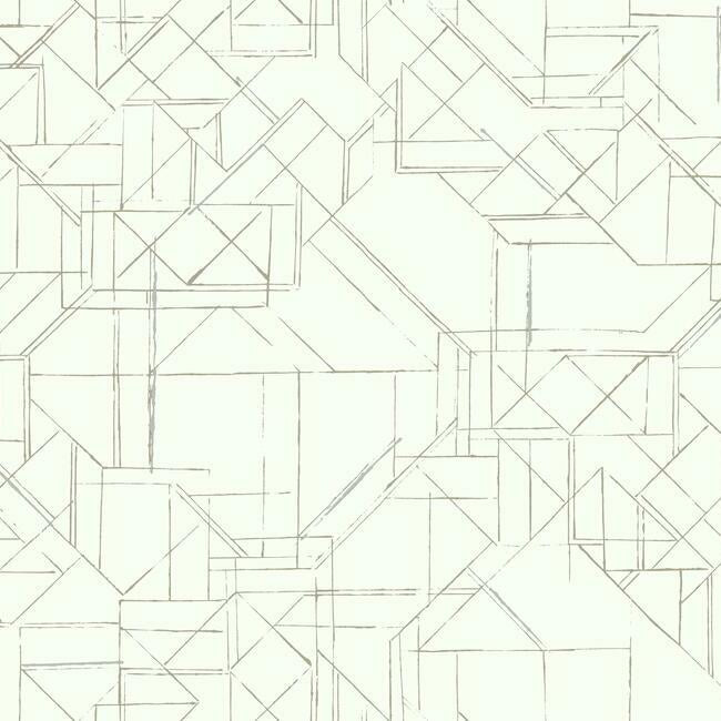 Prism Schematics Premium Peel + Stick Wallpaper Peel and Stick Wallpaper York Roll Glint/Grey 