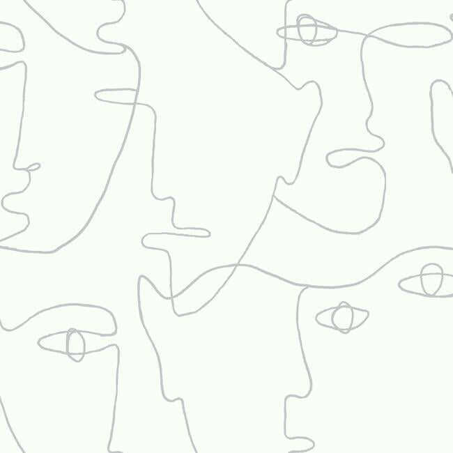 Pablo Portraits Premium Peel + Stick Wallpaper Peel and Stick Wallpaper York Roll Silver 