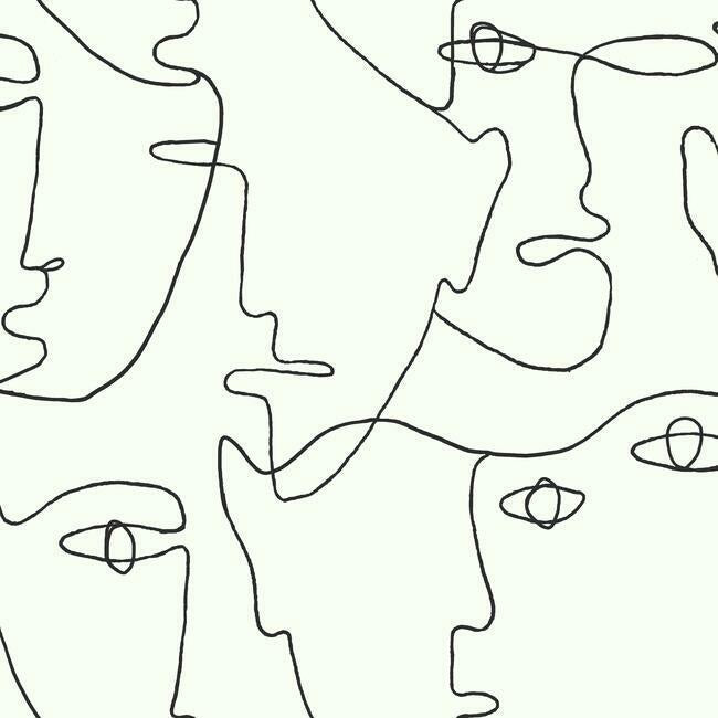 Pablo Portraits Premium Peel + Stick Wallpaper Peel and Stick Wallpaper York Roll Black 