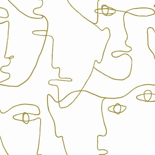 Pablo Portraits Premium Peel + Stick Wallpaper Peel and Stick Wallpaper York Roll Gold 