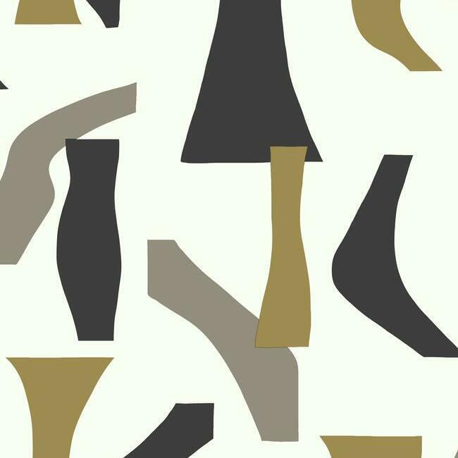 Modernist Premium Peel + Stick Wallpaper Peel and Stick Wallpaper York Roll Black/Taupe/Gold 