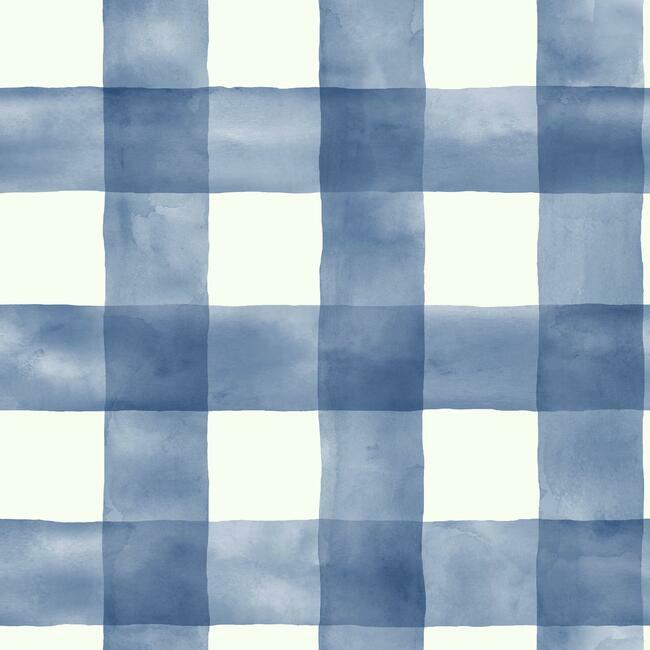 Checkmate Watercolor Premium Peel + Stick Wallpaper Peel and Stick Wallpaper York Roll Blue 