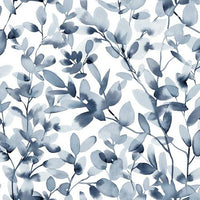 Botany Vines Premium Peel + Stick Wallpaper Peel and Stick Wallpaper York Roll Blue 