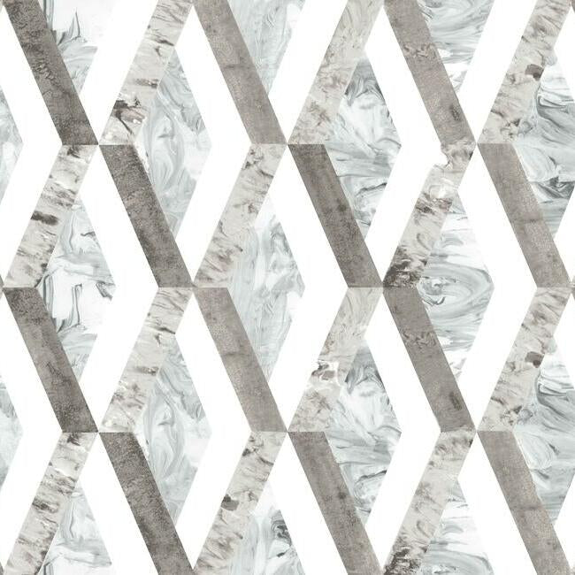 Statuary Diamond Inlay Premium Peel + Stick Wallpaper Peel and Stick Wallpaper York Roll Neutral 