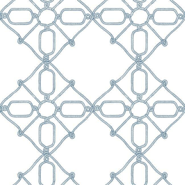 Seawater Diamond Trellis Premium Peel + Stick Wallpaper Peel and Stick Wallpaper York Roll Navy On White 
