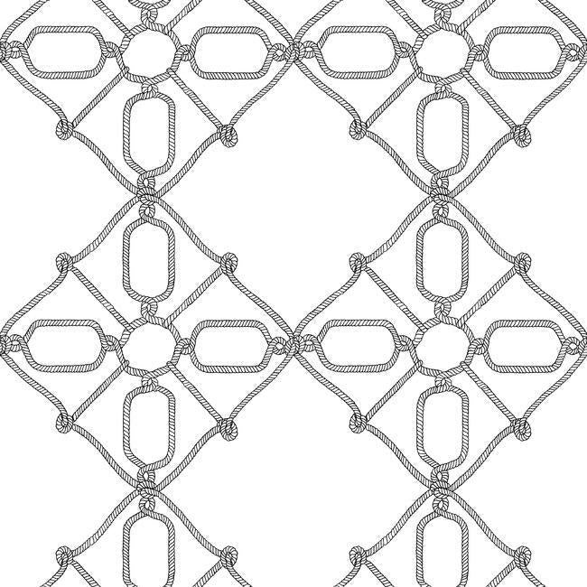 Seawater Diamond Trellis Premium Peel + Stick Wallpaper Peel and Stick Wallpaper York Roll Black & White 