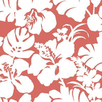 Hibiscus Arboretum Premium Peel + Stick Wallpaper Peel and Stick Wallpaper York Roll Coral 