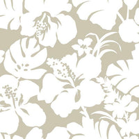 Hibiscus Arboretum Premium Peel + Stick Wallpaper Peel and Stick Wallpaper York Roll Linen 