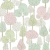 DwellStudio Treetops Premium Peel + Stick Wallpaper Peel and Stick Wallpaper York Roll Pink/Mint 