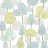 DwellStudio Treetops Premium Peel + Stick Wallpaper Peel and Stick Wallpaper York Roll Aqua/Yellow 
