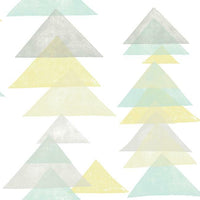 DwellStudio Triangles Premium Peel + Stick Wallpaper Peel and Stick Wallpaper York Roll Aqua/Yellow 