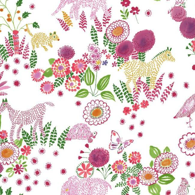 Reverie Premium Peel + Stick Wallpaper Peel and Stick Wallpaper York Roll Pink/Green 