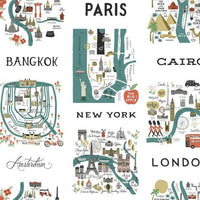 City Maps Premium Peel + Stick Wallpaper Peel and Stick Wallpaper Rifle Paper Co. Roll Blue & Red 