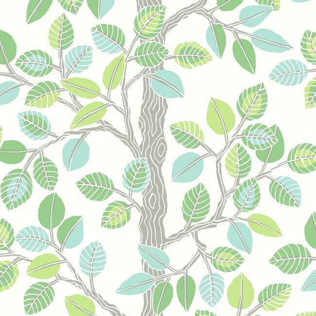 Forest Leaves Premium Peel + Stick Wallpaper Peel and Stick Wallpaper York Roll Greens 