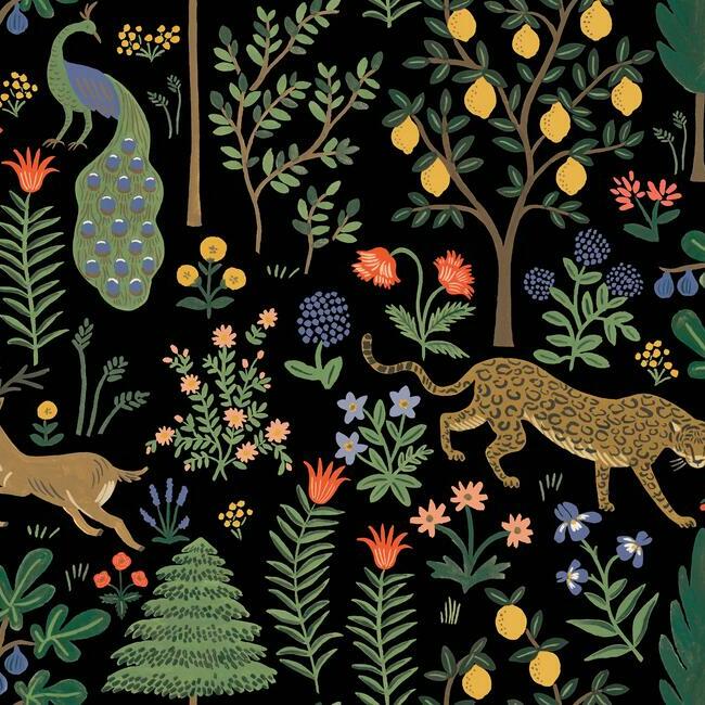 Menagerie Premium Peel + Stick Wallpaper Peel and Stick Wallpaper Rifle Paper Co. Roll Black 