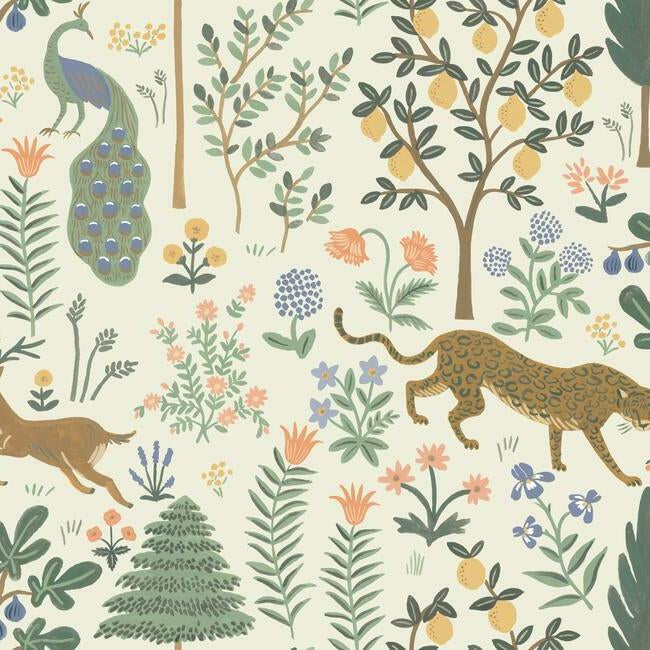 Menagerie Premium Peel + Stick Wallpaper Peel and Stick Wallpaper Rifle Paper Co. Roll Cream 