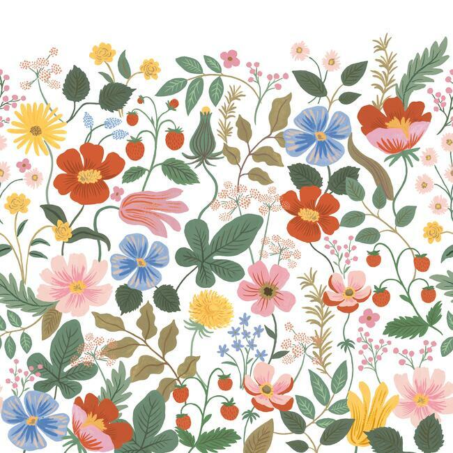 Strawberry Fields Premium Peel and Stick Wall Mural Wall Mural Rifle Paper Co. Roll Garden Multi 
