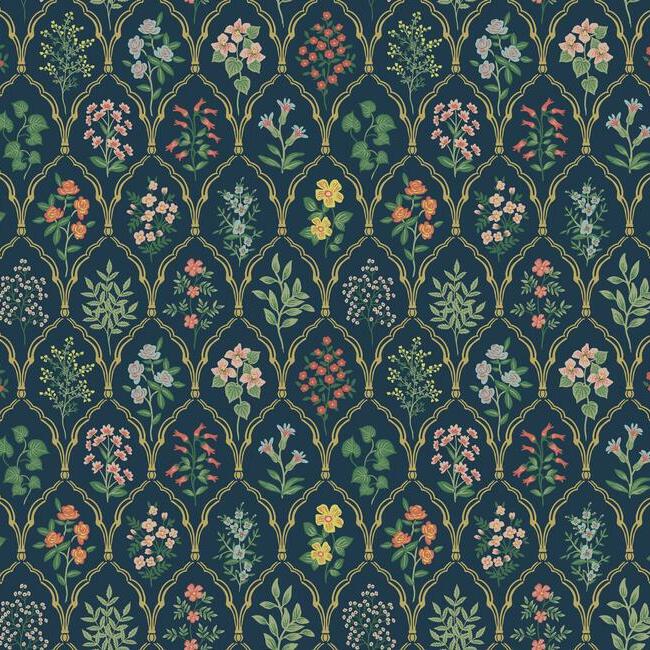 Hawthorne Wallpaper Wallpaper Rifle Paper Co. Double Roll Navy Multi 