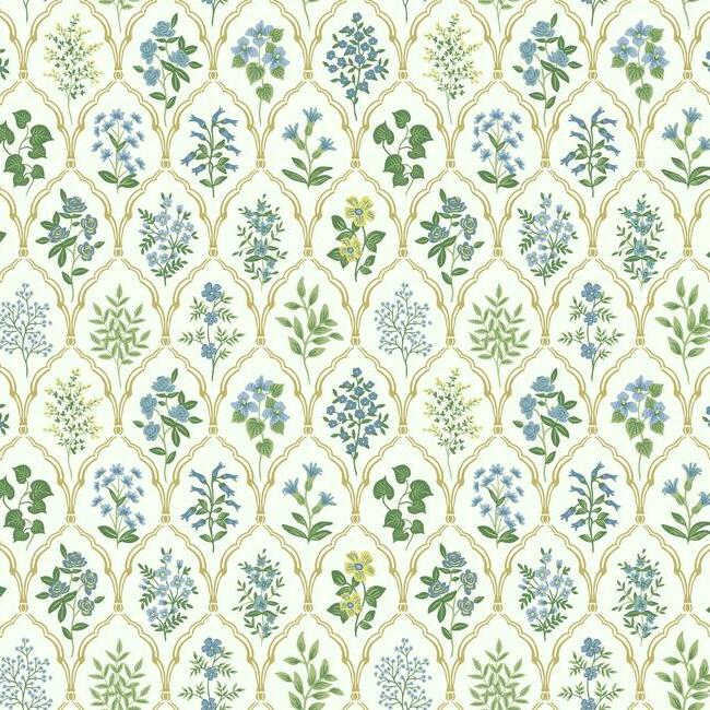 Hawthorne Wallpaper Wallpaper Rifle Paper Co. Double Roll Blue & Green 