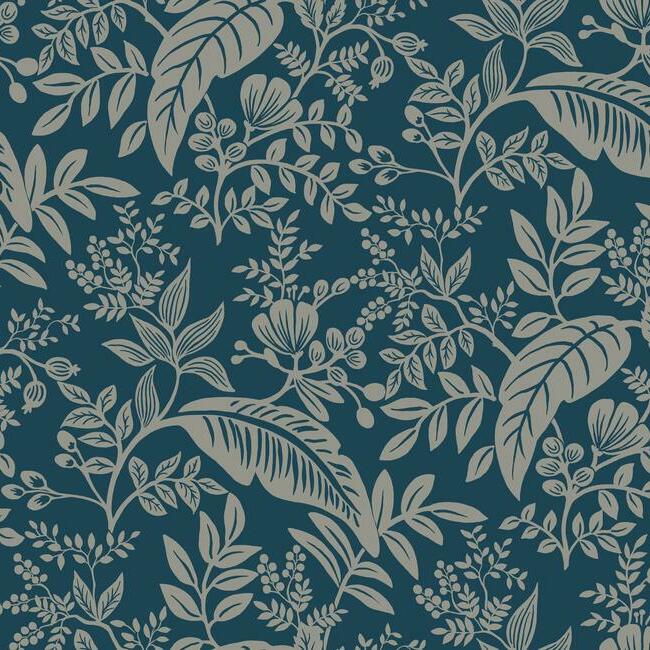 Canopy Wallpaper Wallpaper Rifle Paper Co. Double Roll Indigo & Silver 